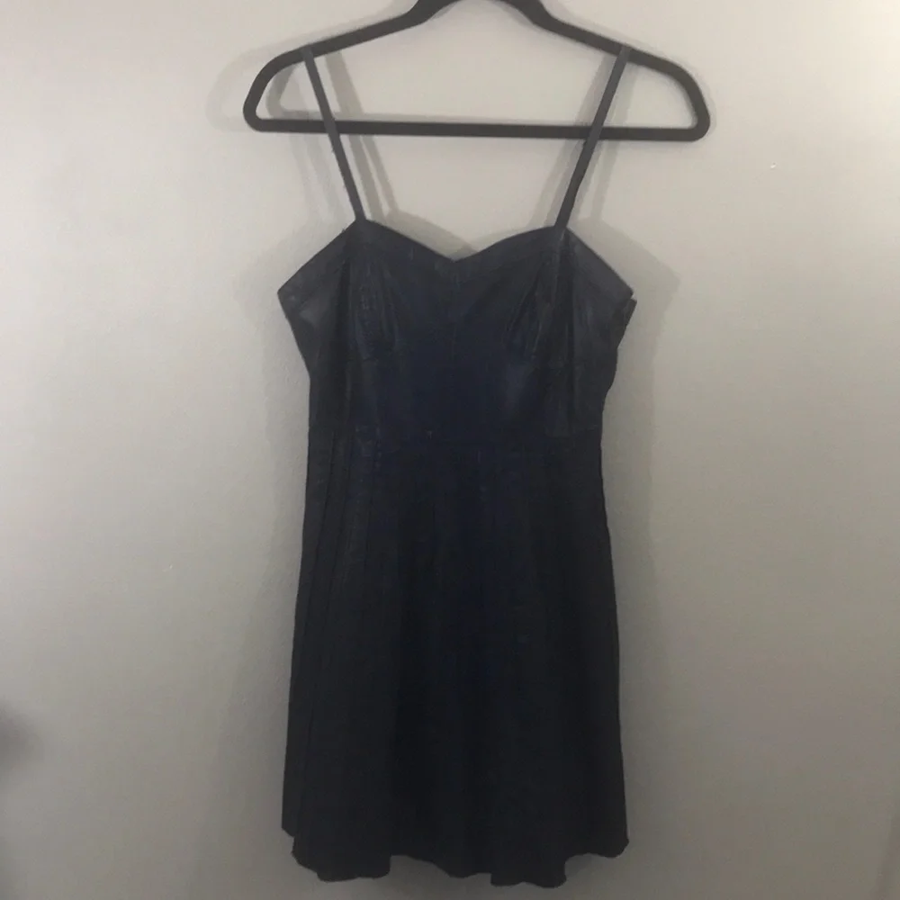 FREE PEOPLE VEGAN LEATHER PLEATED DRESS SMALL